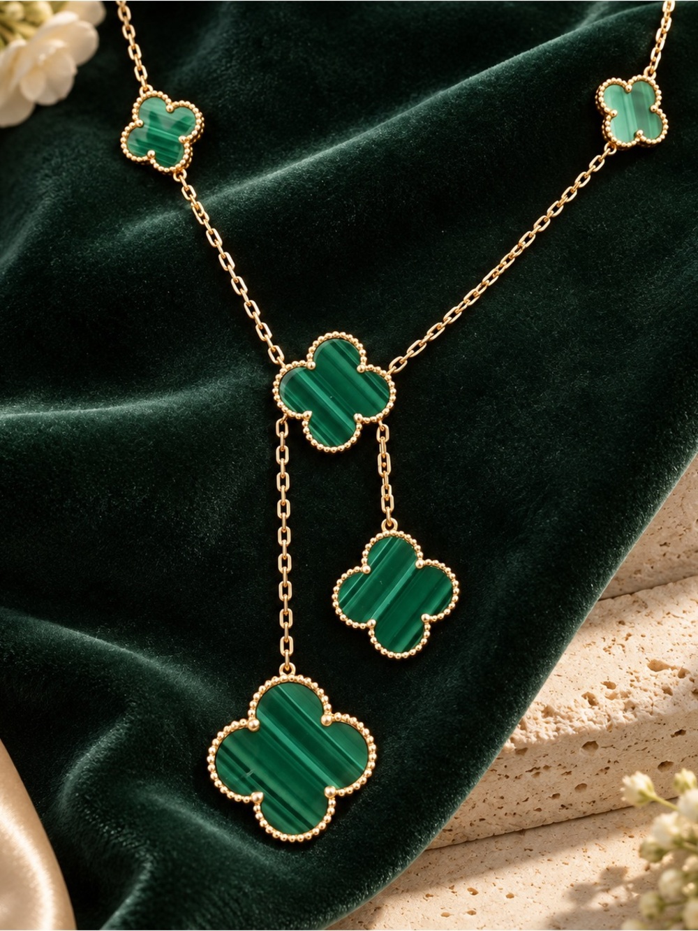 Green Clover Pendant Necklace Statement Jewellery